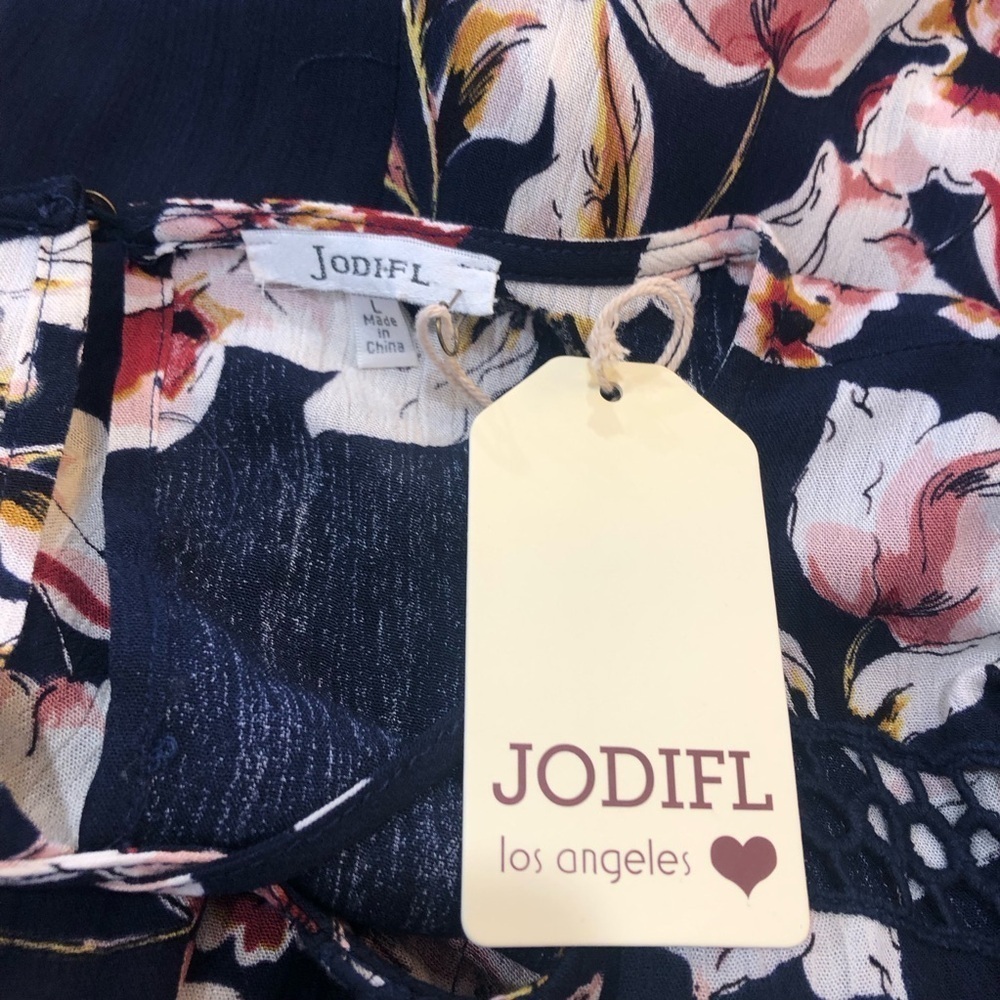 Jodifl Size L peasant baby doll dress. Floral empire balloon sleeve NWT - Picture 7 of 12